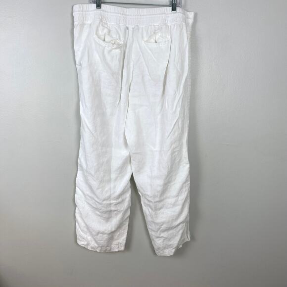 Athleta Cabo Linen Wide Leg Pants White Coastal Minimalist Resort Size 18 - Picture 6 of 9